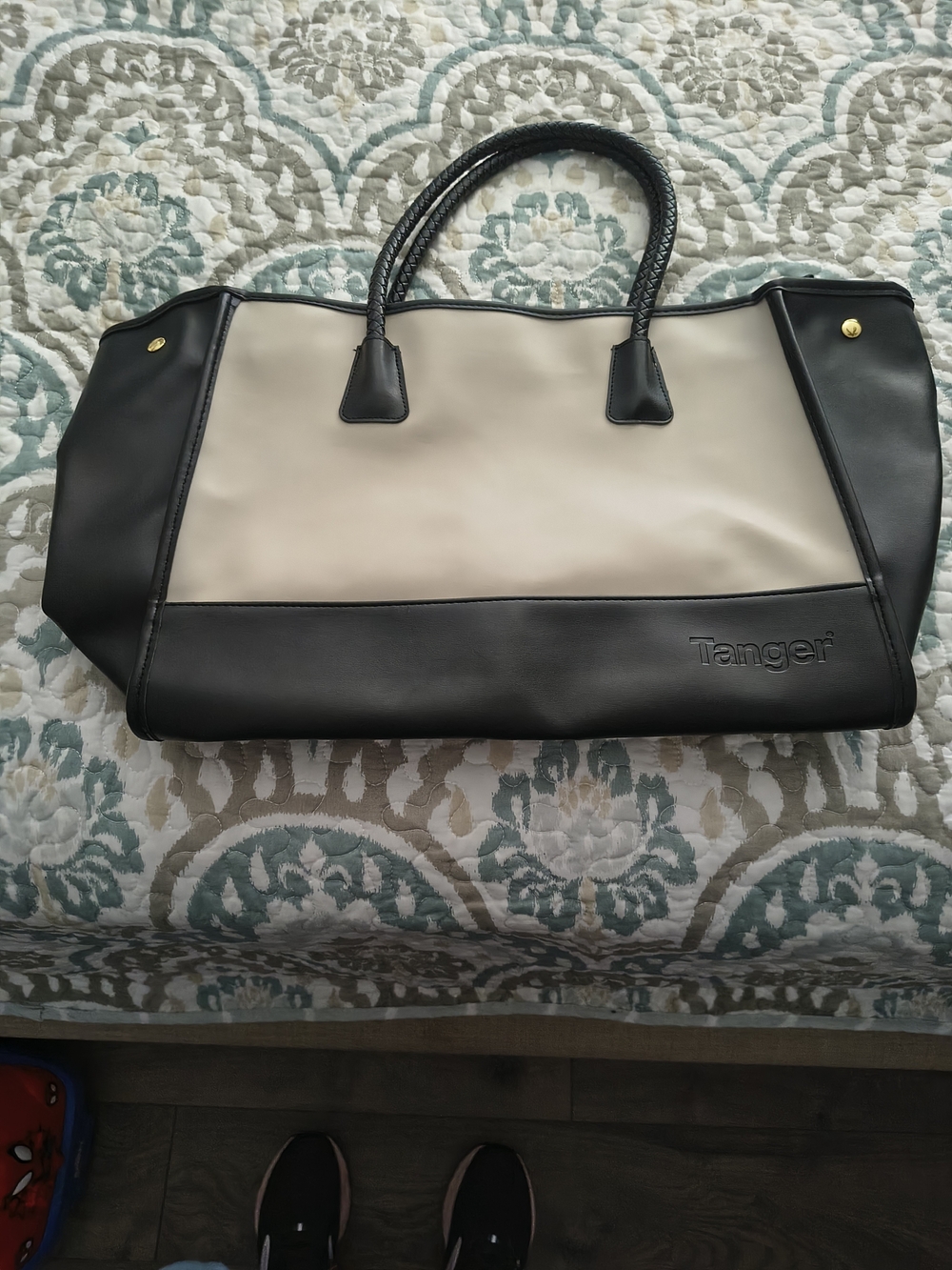 Two-Tone Black and Cream Tote Bag